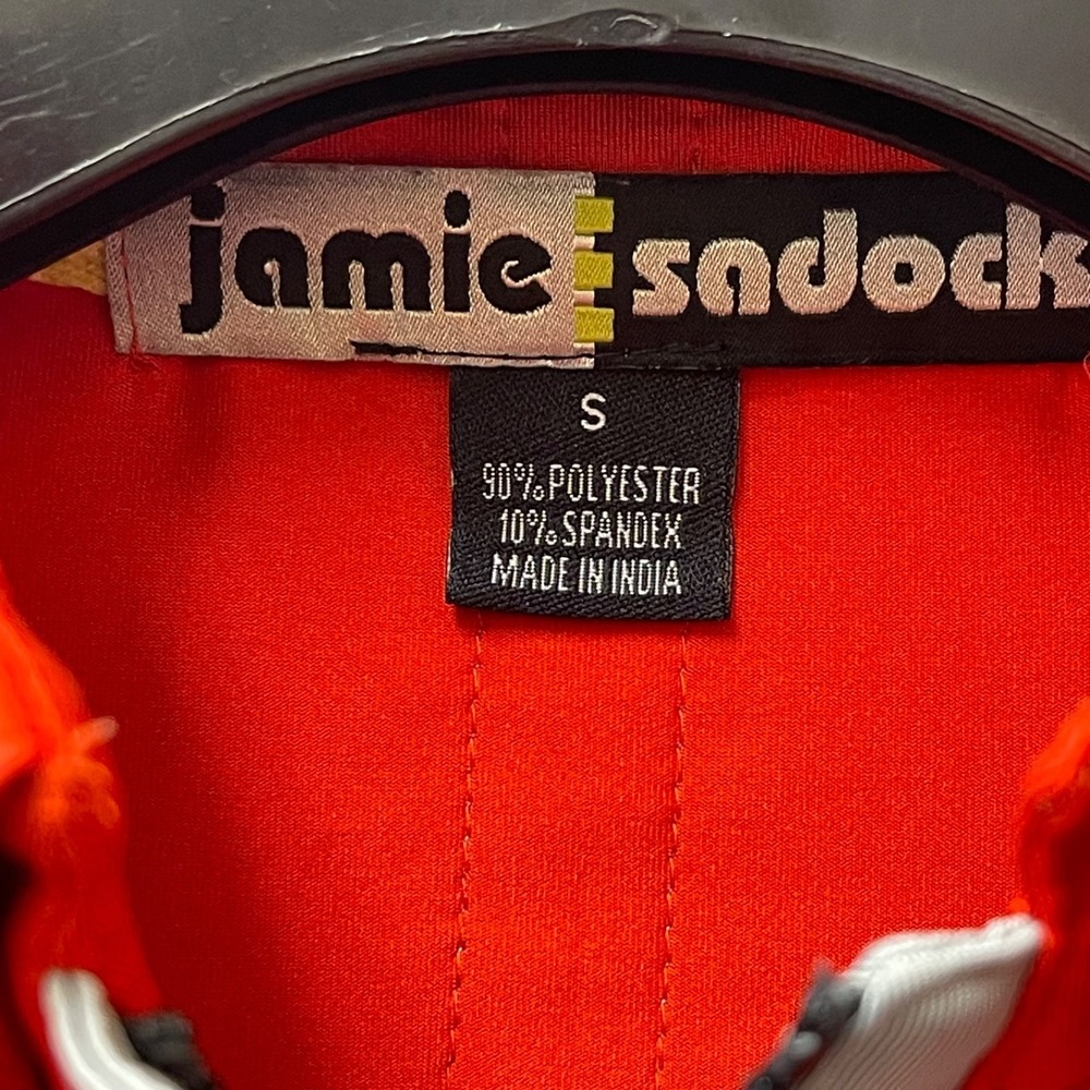 Vintage Jamie Sadock Women's Sz Small Red & Black Cap Sleeve‎ V-Neck Polo Shirt - Picture 3 of 12